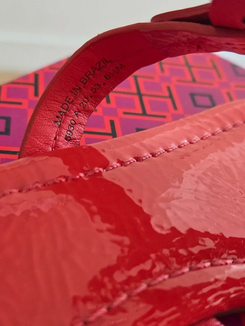 Tory Burch Miller sandal red orange patent leather 6.5